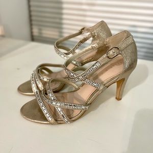 EUC Champagne Gold, Sparkly Wedding Heels